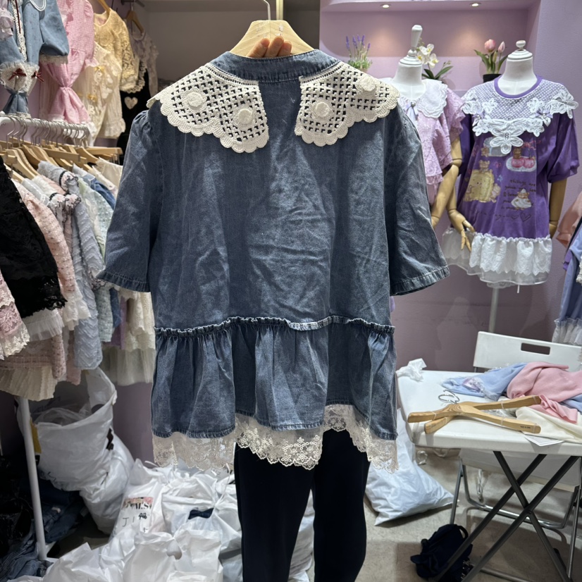 MS東大門實拍韓國女士新品休閑推薦職業人氣襯衫蕾絲衫多層MS襯衫/蕾絲衫