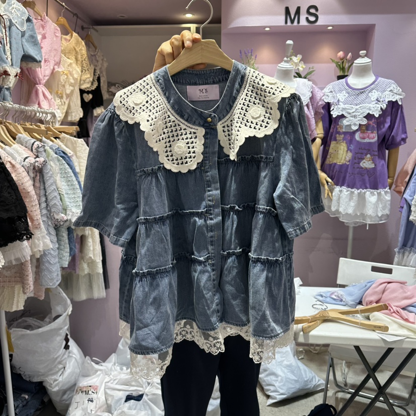 MS東大門實拍韓國女士新品休閑推薦職業人氣襯衫蕾絲衫多層MS襯衫/蕾絲衫圖色1