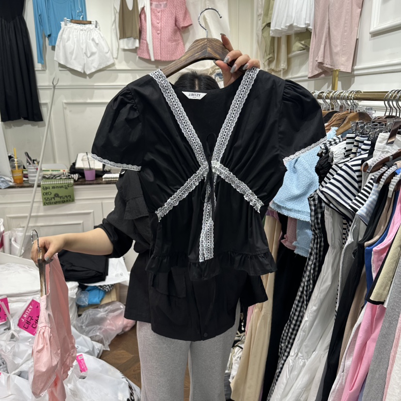 J.RITZY東大門實拍韓國女裝新品職業襯衫蕾絲衫不含項鏈蕾絲J.RITZY襯衫/蕾絲衫圖色4