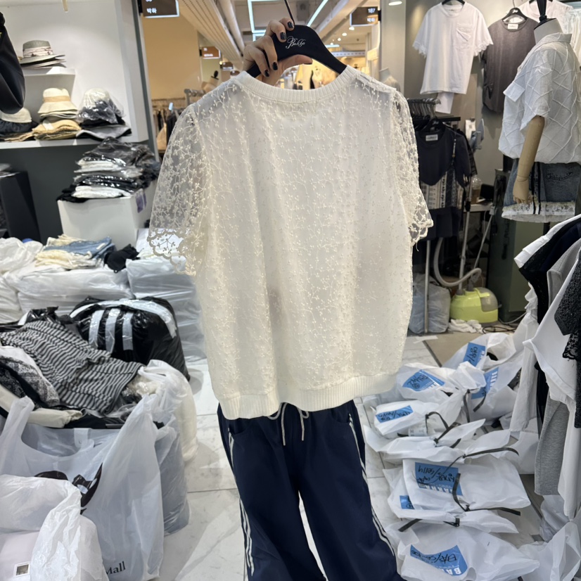 空韓國東大門代購女裝新款休閑26夏季時尚職業襯衫蕾絲衫BAKHA襯衫/蕾絲衫