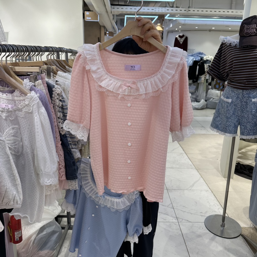 MS韓國代購女裝新品人氣26春夏時尚26夏季推薦襯衫蕾絲衫MS襯衫/蕾絲衫圖色1