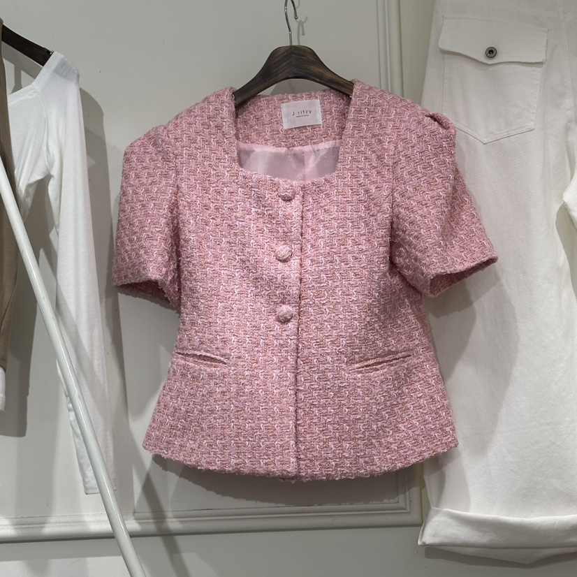 J.RITZY韓國直郵女裝新品26春夏職業26夏季人氣夾克粗花呢J.RITZY夾克圖色1