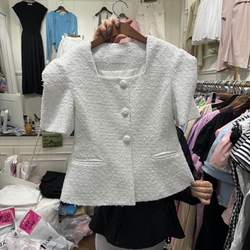 J.RITZY韓國直郵女裝新品26春夏職業26夏季人氣夾克粗花呢J.RITZY夾克圖色2