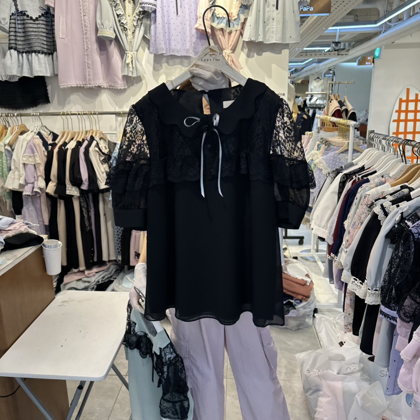 PAPA韓國東大門代購女士新款職業休閑26春夏熱賣襯衫蕾絲衫Papaine/HALMADE襯衫/蕾絲衫圖色3