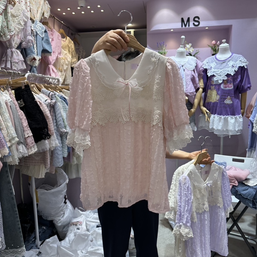 MS韓國直郵女裝新款休閑職業26春夏時尚26夏季襯衫蕾絲衫MS襯衫/蕾絲衫圖色2