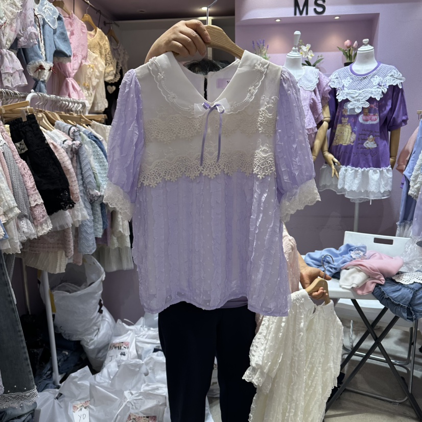 MS韓國直郵女裝新款休閑職業26春夏時尚26夏季襯衫蕾絲衫MS襯衫/蕾絲衫圖色3