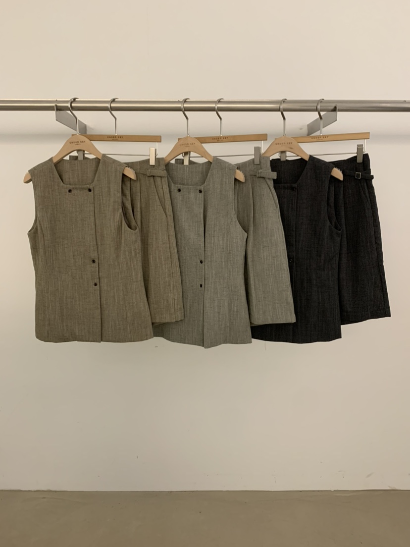 UNDER KEY韓國直郵女士新品26春夏熱賣26夏季套裝亞麻布UNDER KEY套裝
