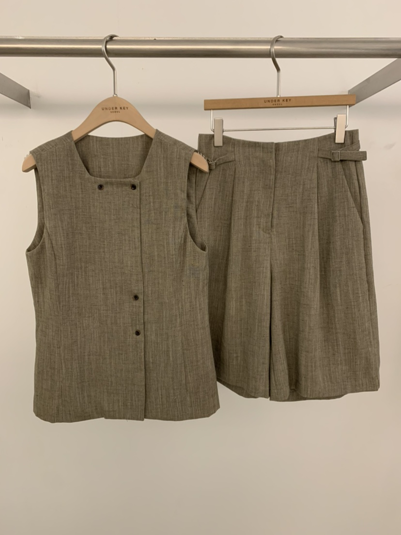 UNDER KEY韓國直郵女士新品26春夏熱賣26夏季套裝亞麻布UNDER KEY套裝圖色1