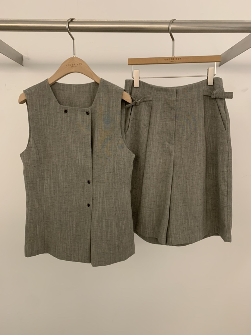 UNDER KEY韓國直郵女士新品26春夏熱賣26夏季套裝亞麻布UNDER KEY套裝圖色2