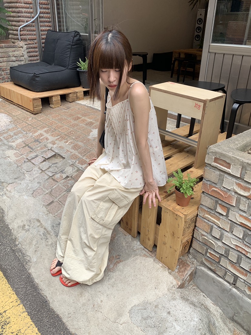 LOGARDEN韓國直郵女士新品26春夏推薦休閑職業吊帶背心褶裥LO GARDEN吊帶/背心