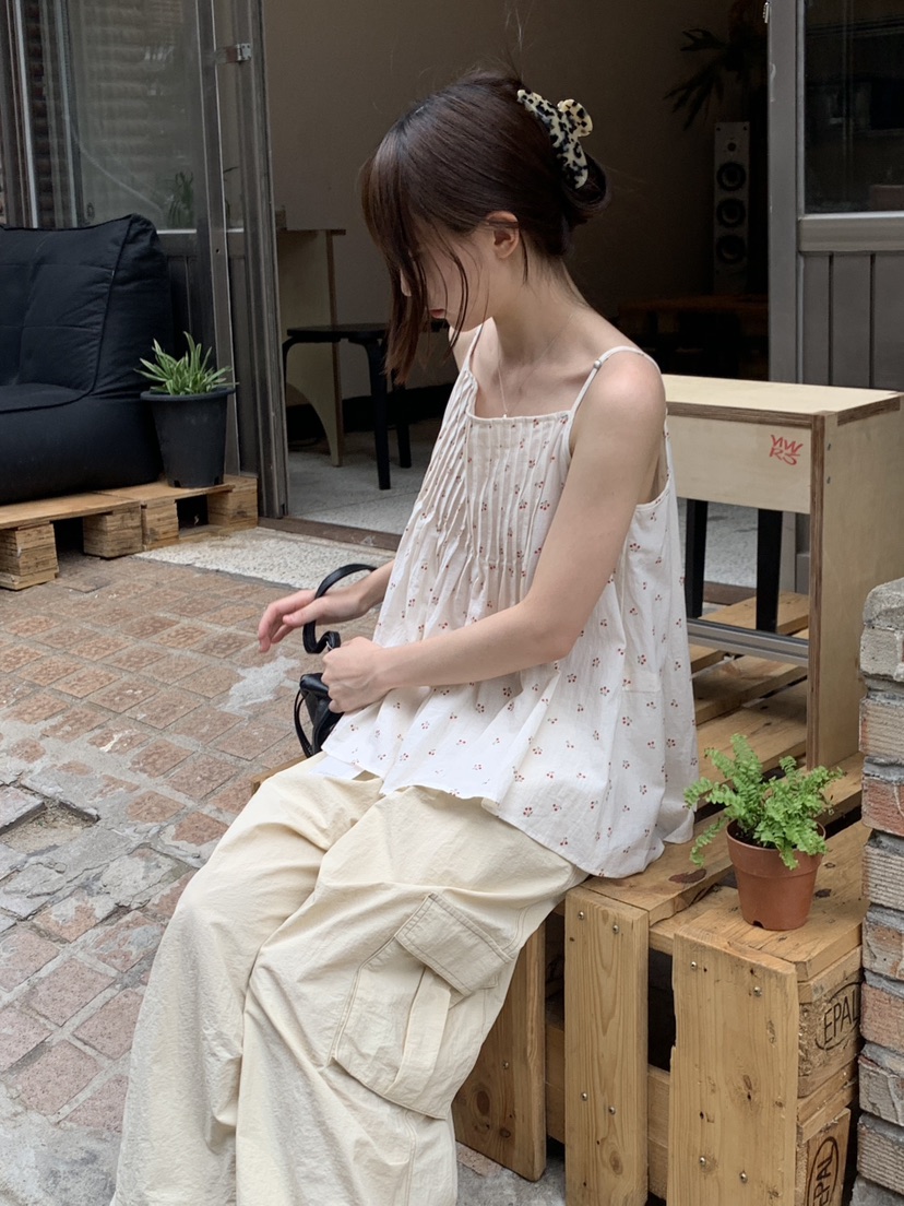 LOGARDEN韓國直郵女士新品26春夏推薦休閑職業吊帶背心褶裥LO GARDEN吊帶/背心