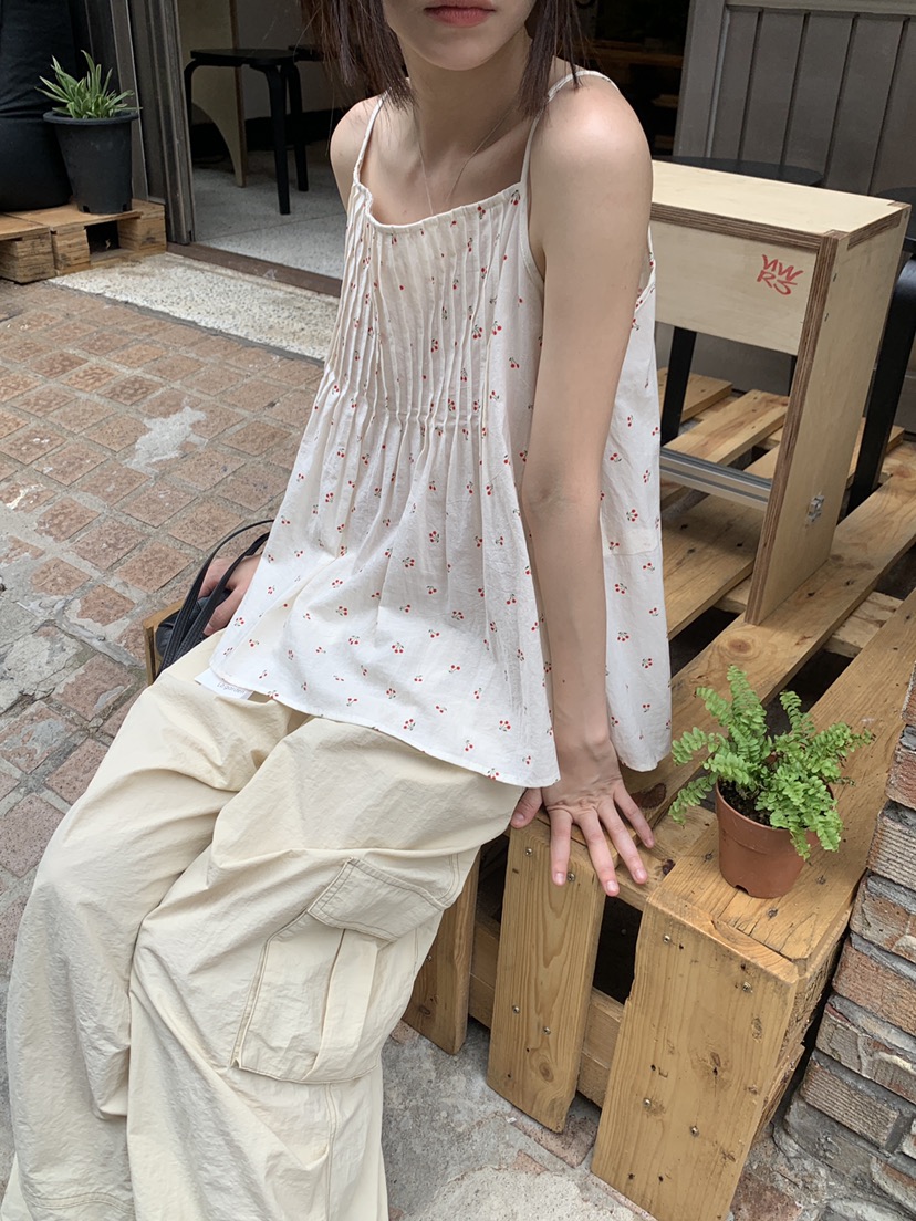 LOGARDEN韓國直郵女士新品26春夏推薦休閑職業吊帶背心褶裥LO GARDEN吊帶/背心