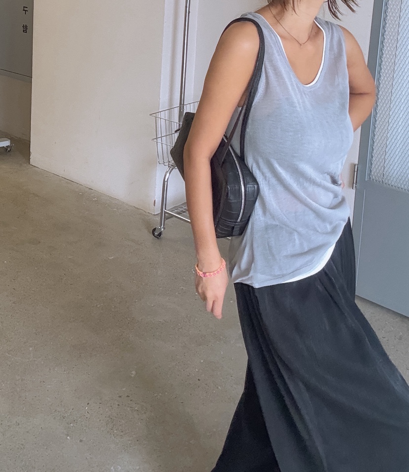 PARIS MATCH韓國直郵實拍女裝新品推薦職業吊帶背心撞色PARIS MATCH吊帶/背心
