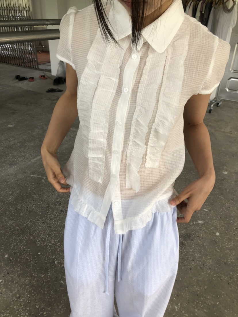 FLASH/I LOVE ME韓國直郵女士新款26春夏休閑襯衫蕾絲衫FLASH/I LOVE ME襯衫/蕾絲衫
