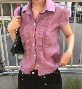 FLASH/I LOVE ME韓國直郵女士新款26春夏休閑襯衫蕾絲衫FLASH/I LOVE ME襯衫/蕾絲衫