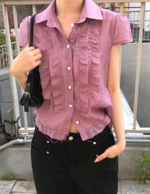 FLASH/I LOVE ME韓國直郵女士新款26春夏休閑襯衫蕾絲衫FLASH/I LOVE ME襯衫/蕾絲衫圖色2