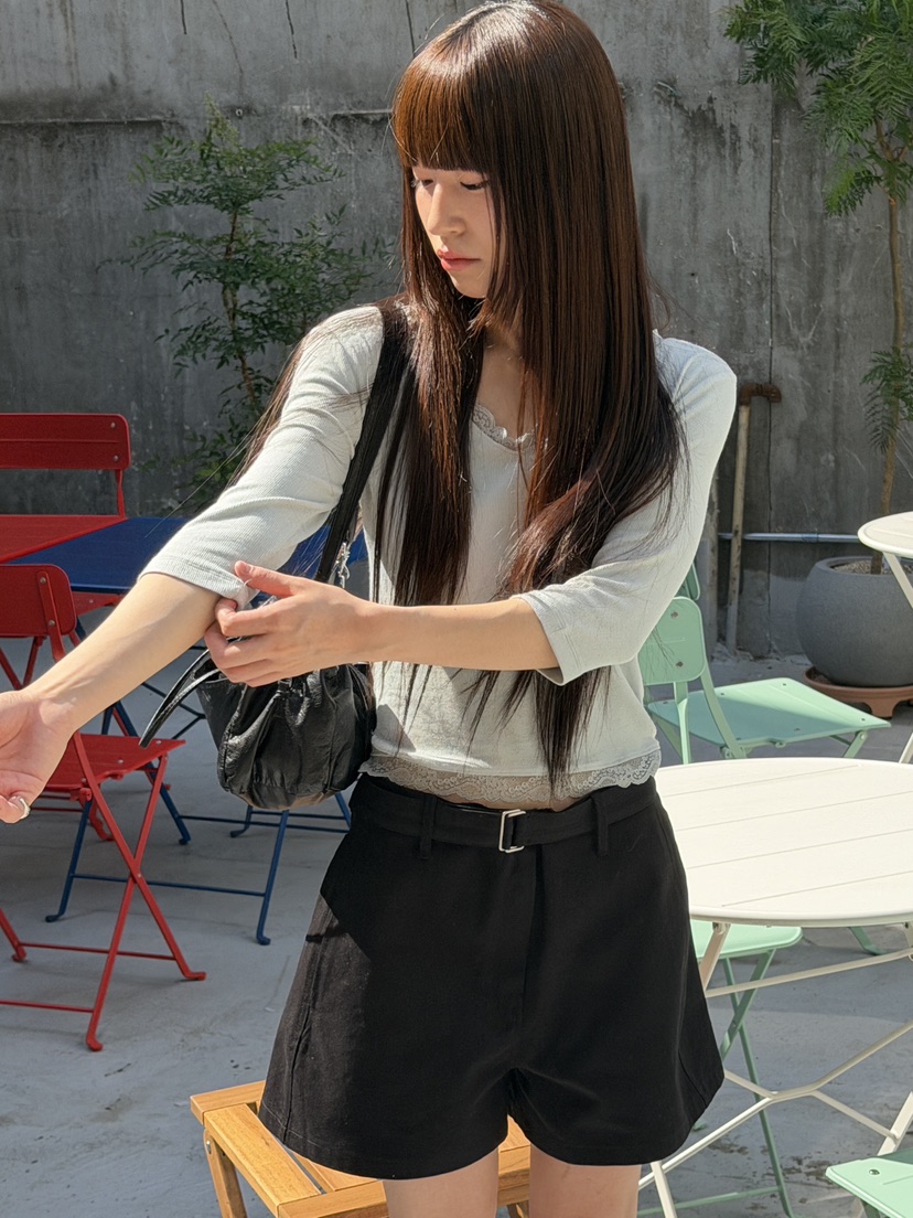 LOGARDEN韓國東大門直郵女士新品人氣熱賣26春夏短褲含腰帶LO GARDEN短褲