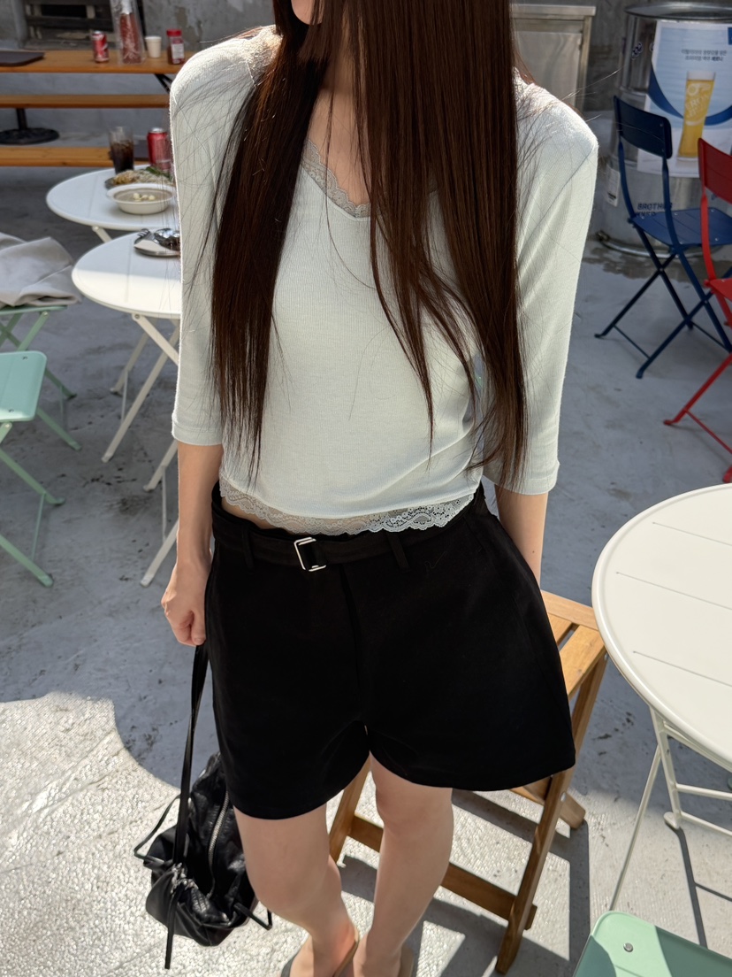 LOGARDEN韓國東大門直郵女士新品人氣熱賣26春夏短褲含腰帶LO GARDEN短褲圖色1