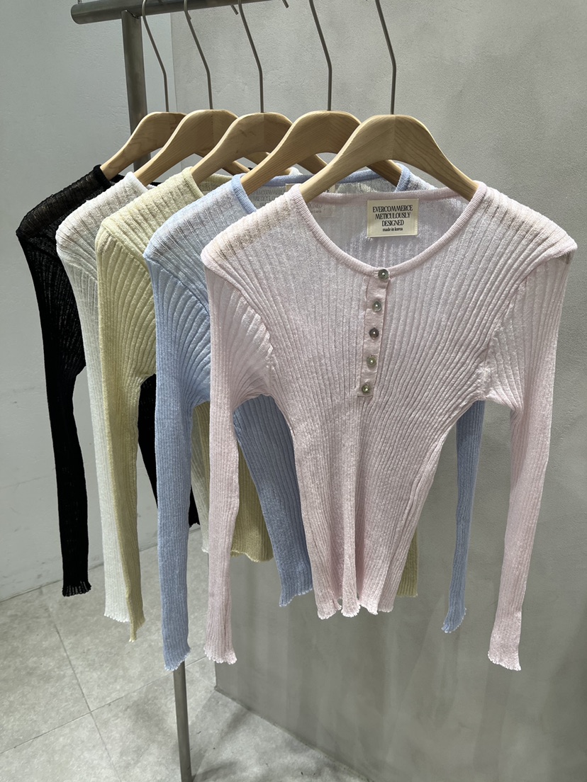 EVERCOMMERCE METICULOUSLY DESIGNED韓國代購女士新品26春夏針織衫羅紋EVERCOMMERCE METICULOUSLY DESIGNED針織衫