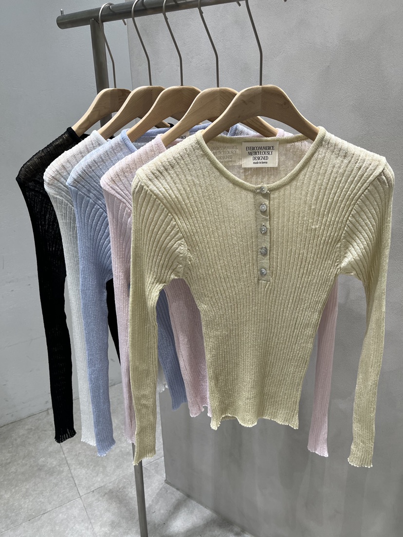 EVERCOMMERCE METICULOUSLY DESIGNED韓國代購女士新品26春夏針織衫羅紋EVERCOMMERCE METICULOUSLY DESIGNED針織衫