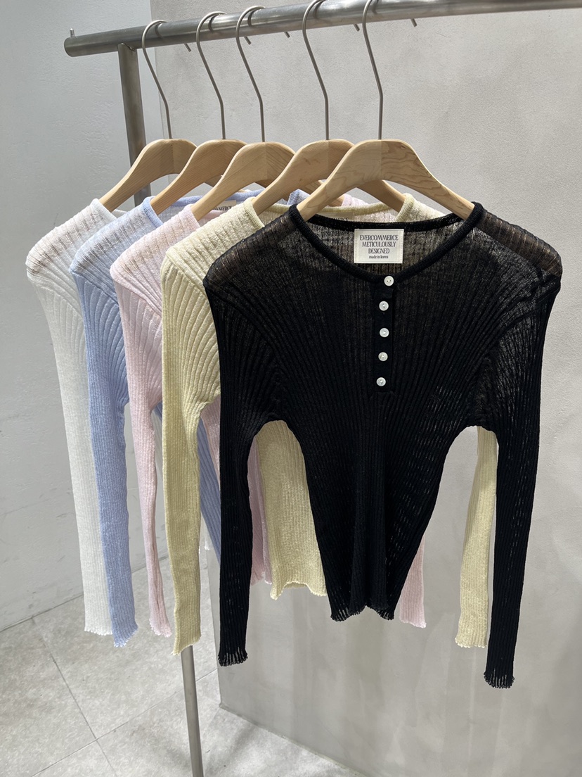 EVERCOMMERCE METICULOUSLY DESIGNED韓國代購女士新品26春夏針織衫羅紋EVERCOMMERCE METICULOUSLY DESIGNED針織衫