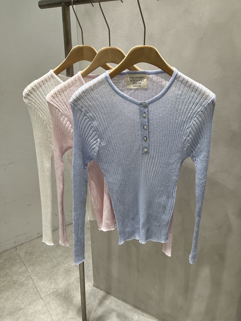 EVERCOMMERCE METICULOUSLY DESIGNED韓國代購女士新品26春夏針織衫羅紋EVERCOMMERCE METICULOUSLY DESIGNED針織衫