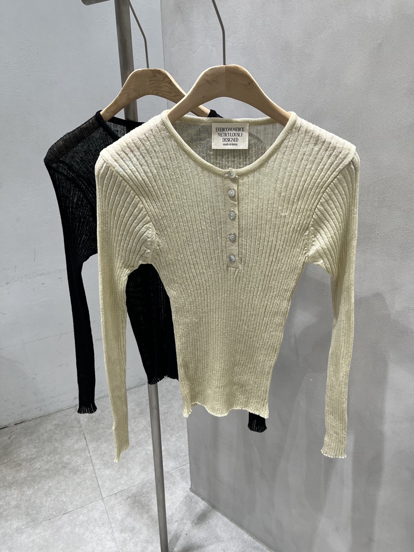 EVERCOMMERCE METICULOUSLY DESIGNED韓國代購女士新品26春夏針織衫羅紋EVERCOMMERCE METICULOUSLY DESIGNED針織衫