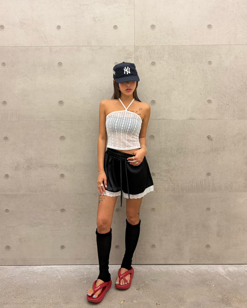 CUCUMBER韓國直郵實拍女士新款休閑26夏季時尚職業短褲緞帶CUCUMBER短褲