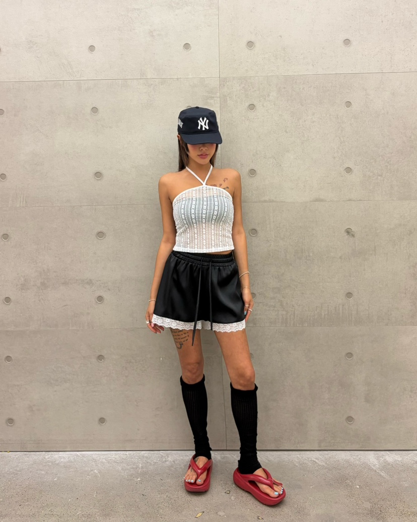 CUCUMBER韓國直郵實拍女士新款休閑26夏季時尚職業短褲緞帶CUCUMBER短褲