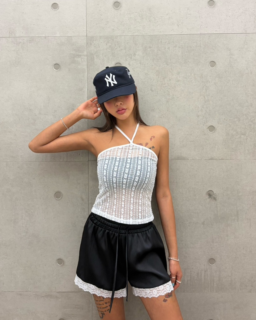 CUCUMBER韓國直郵實拍女士新款休閑26夏季時尚職業短褲緞帶CUCUMBER短褲