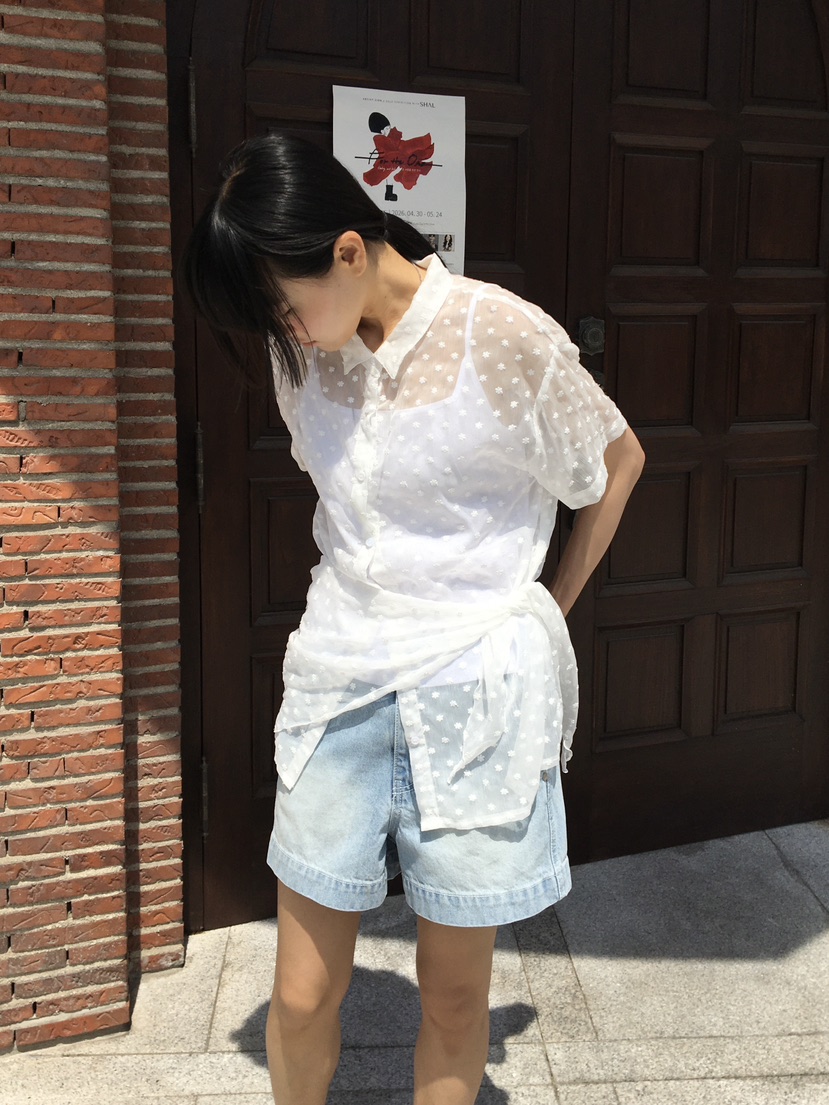 BAKING POWDER韓國直郵實拍女士新品26夏季襯衫蕾絲衫含絲巾BAKING POWDER襯衫/蕾絲衫