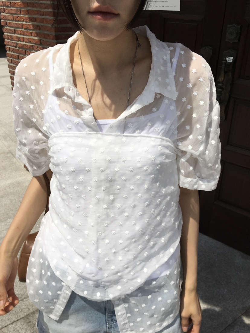 BAKING POWDER韓國直郵實拍女士新品26夏季襯衫蕾絲衫含絲巾BAKING POWDER襯衫/蕾絲衫
