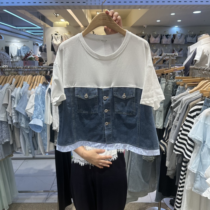BELITA韓國直郵女裝新品人氣26春夏26夏季熱賣職業T恤紐扣BELITAT恤圖色1