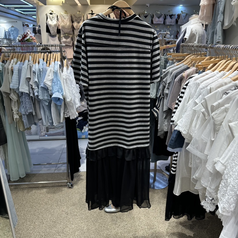 BELITA韓國直郵女士新品推薦熱賣連衣裙不含項鏈雪紡條紋BELITA連衣裙