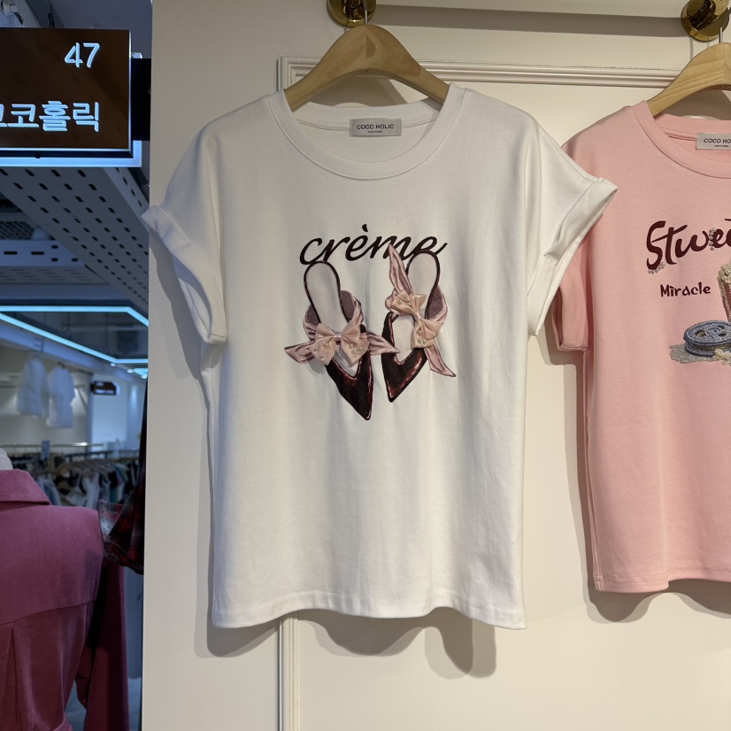 COCO HOLIC韓國代購女裝新品熱賣職業26夏季推薦T恤絲帶COCO HOLICT恤圖色1