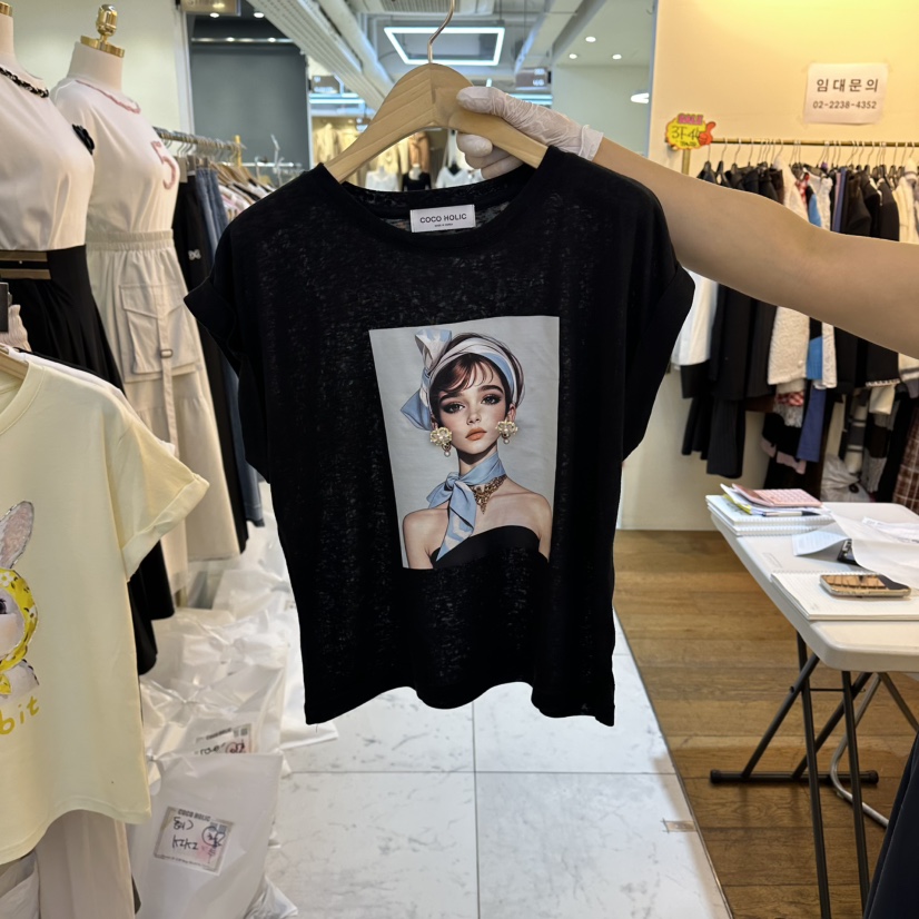 COCO HOLIC韓國代購女士新款休閑26夏季26春夏時尚人氣T恤COCO HOLICT恤圖色2