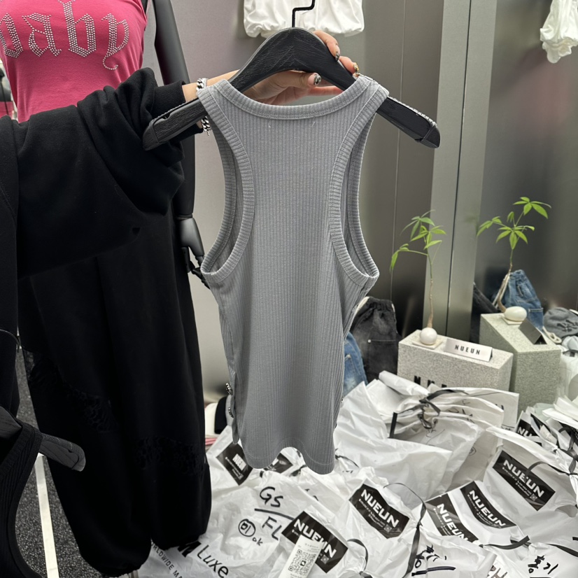 NUEUN東大門實拍韓國女裝新品26夏季職業吊帶背心紐扣背心NUEUN/SEEOT吊帶/背心