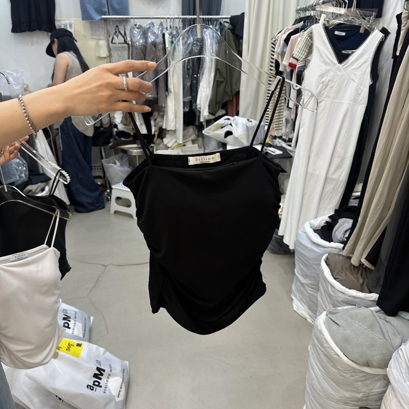 BILLION-L韓國直郵女士新款26夏季26春夏推薦吊帶背心褶皺BILLION-L吊帶/背心圖色3黑色