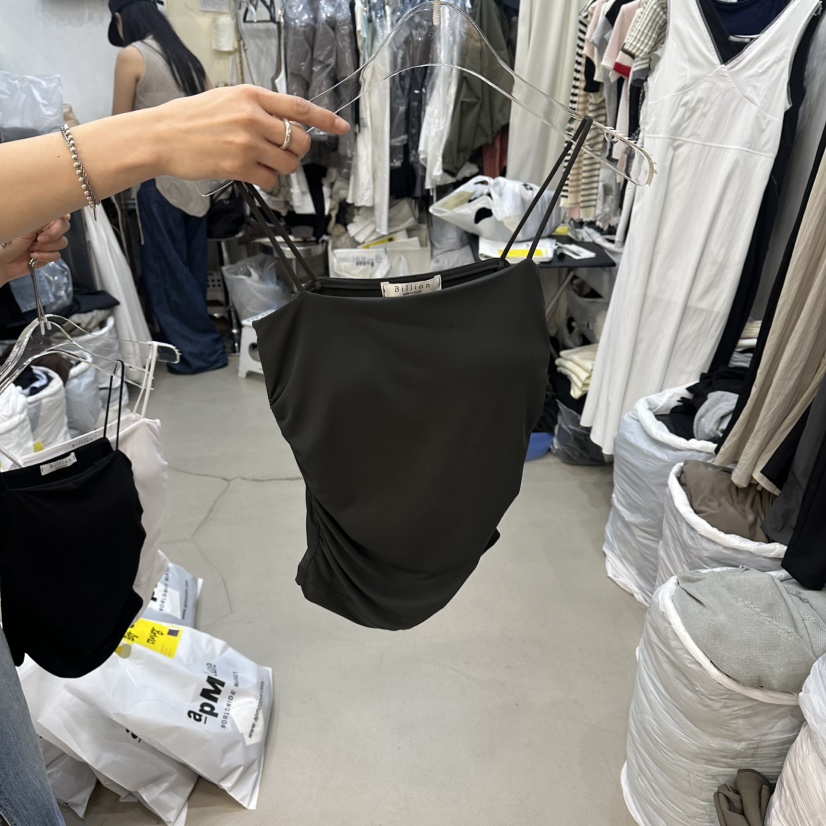 BILLION-L韓國直郵女士新款26夏季26春夏推薦吊帶背心褶皺BILLION-L吊帶/背心圖色4墨色