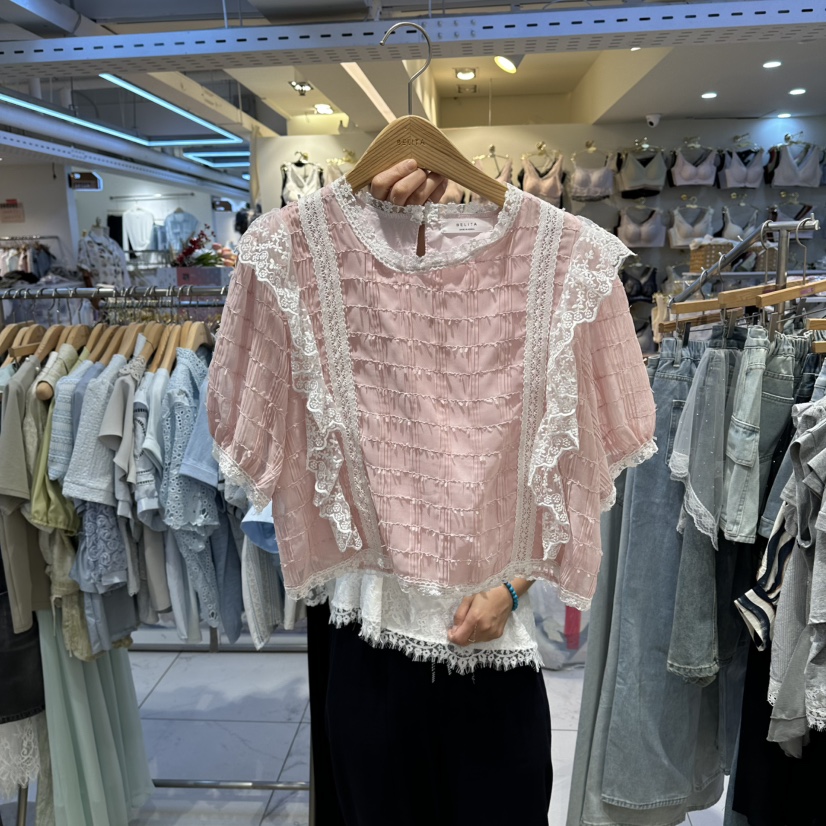 BELITA韓國直郵實拍女士新品時尚人氣26春夏襯衫蕾絲衫荷葉邊BELITA襯衫/蕾絲衫圖色2