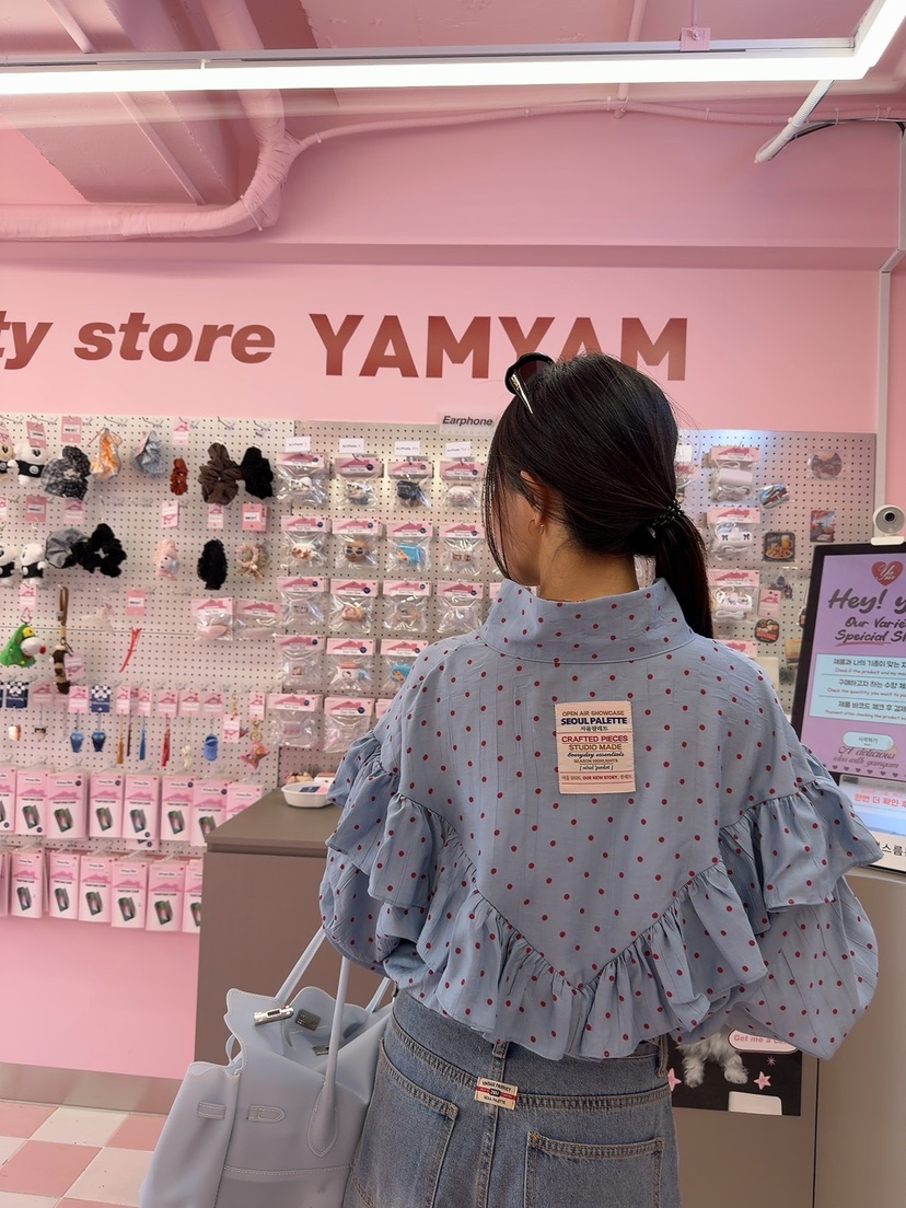 PALETTE-Q韓國東大門代購女裝新品職業夾克荷葉邊拉鏈圓點PALETTE-Q夾克