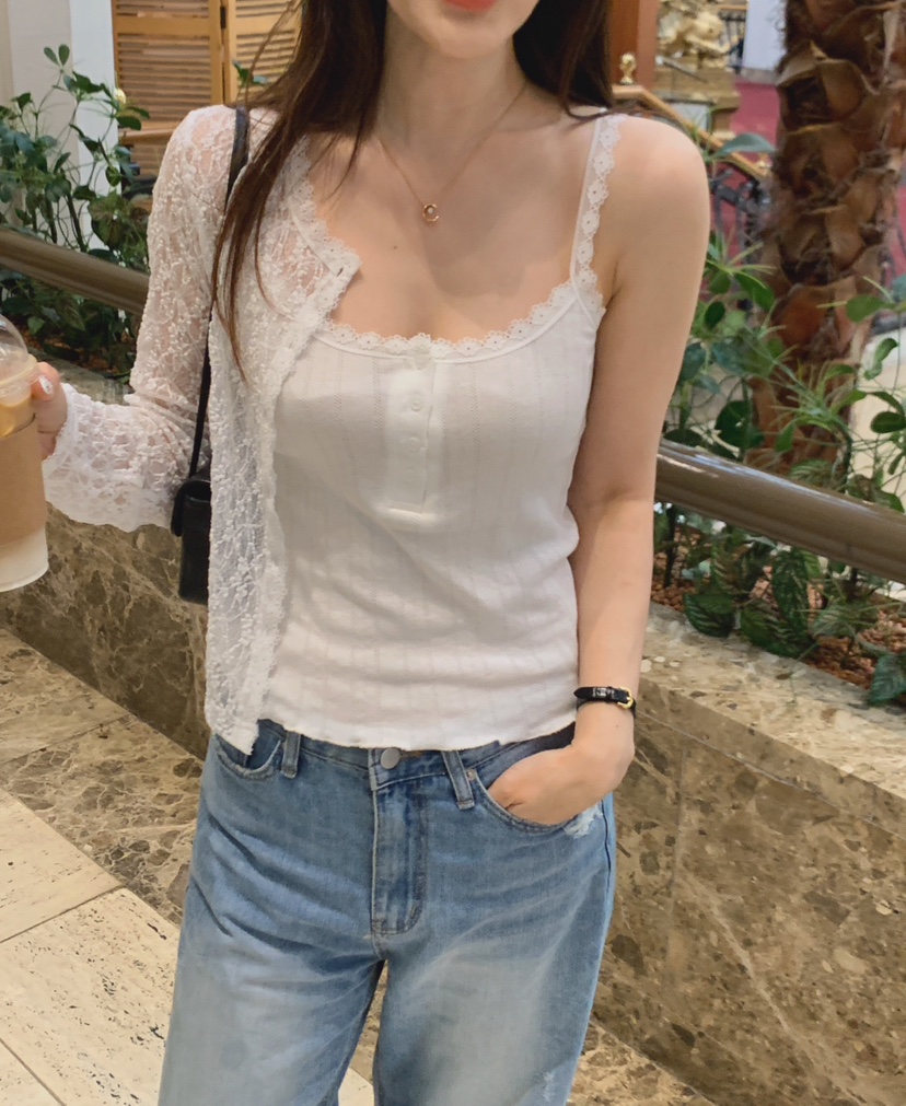LA CREME韓國東大門直郵女士新品熱賣人氣26夏季吊帶背心蕾絲LA CREME吊帶/背心