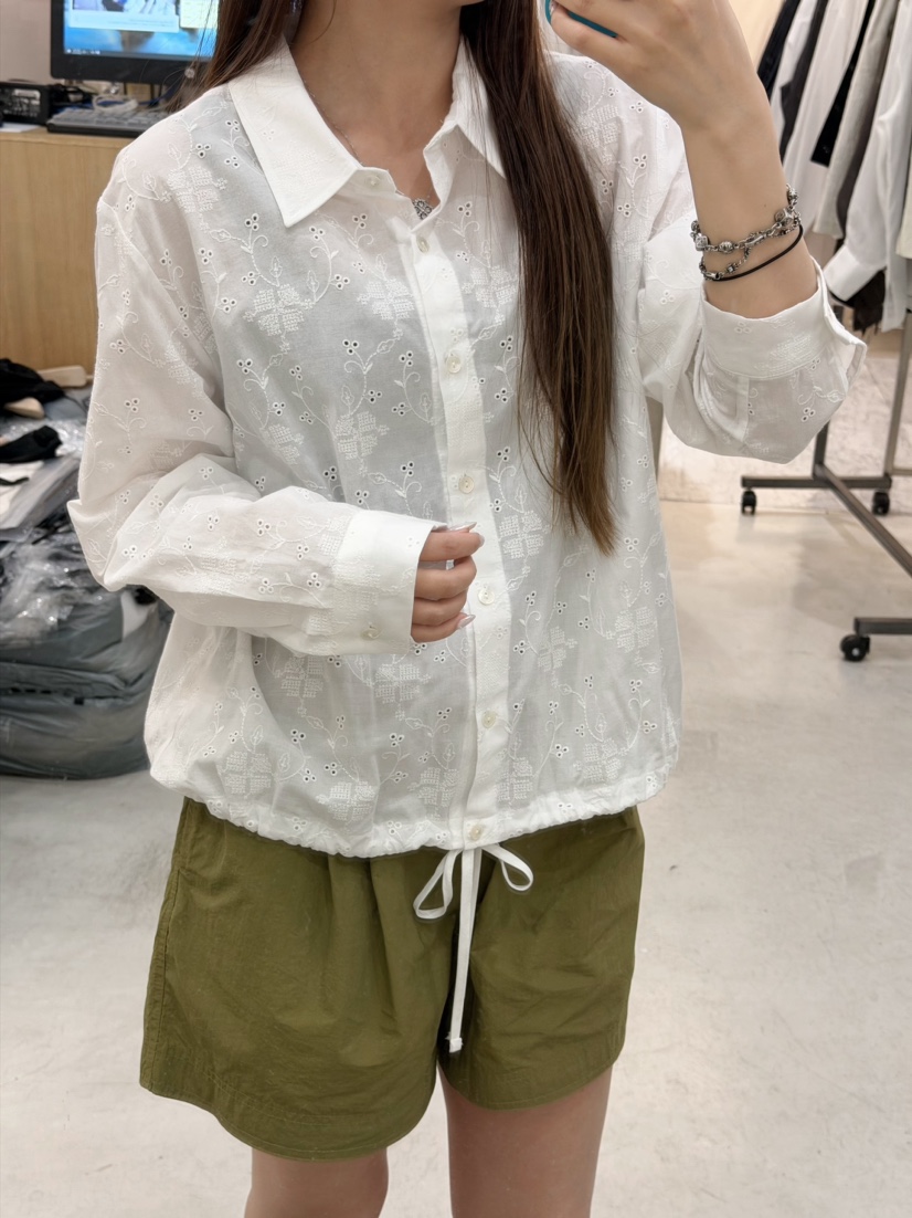 THE EYL韓國直郵女士新品26夏季熱賣推薦襯衫蕾絲衫刺繡THE EYL襯衫/蕾絲衫