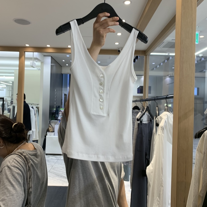OBJECT韓國代購女士新品推薦人氣26春夏吊帶背心無袖紐扣OBJECT吊帶/背心圖色1