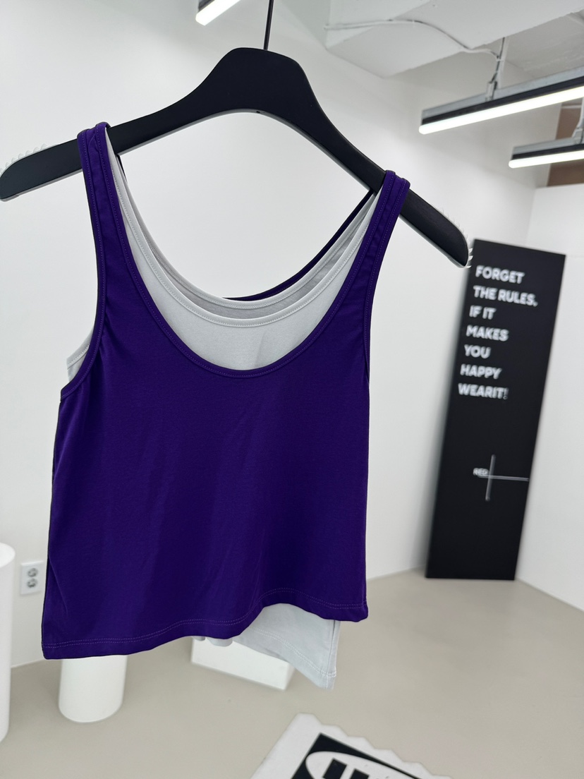 RED-A韓國代購女裝新品26夏季時尚休閑吊帶背心假兩件無袖RED-A吊帶/背心圖色2
