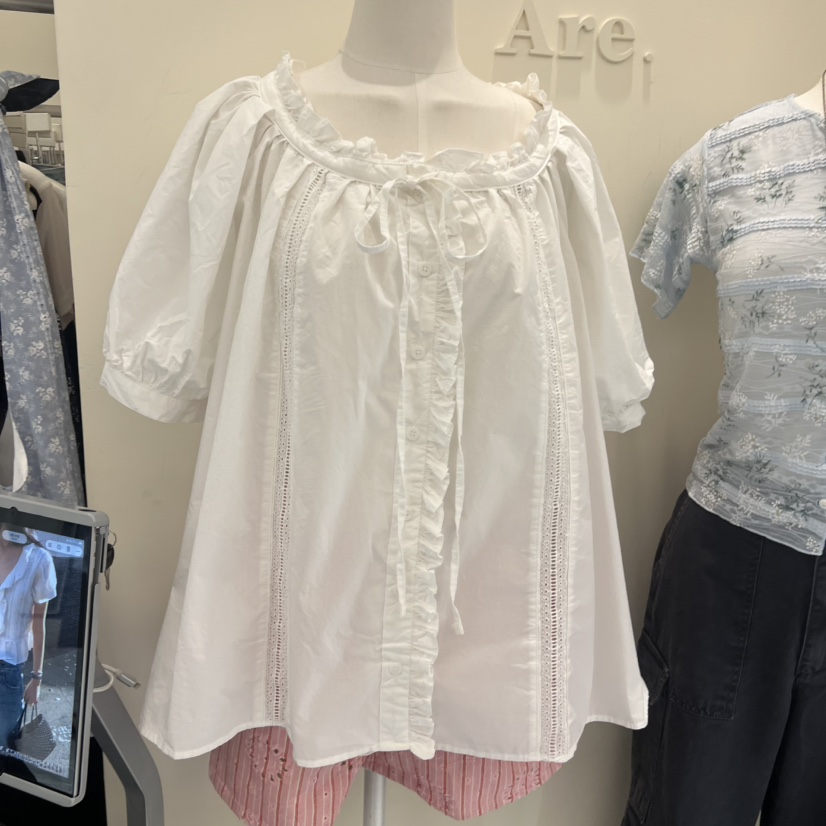 ARE韓國直郵實拍女士新品職業時尚推薦熱賣26夏季襯衫蕾絲衫ARE YOU/ARE襯衫/蕾絲衫圖色2