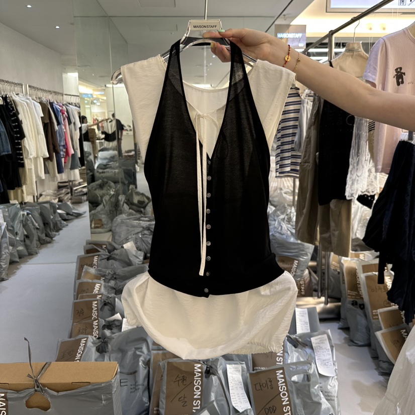 DOUBLE STANDARD/LE SMOKING/MAISONSTAFF韓國直郵女裝新款熱賣吊帶背心不含內搭無袖MAISONSTAFF吊帶/背心圖色3