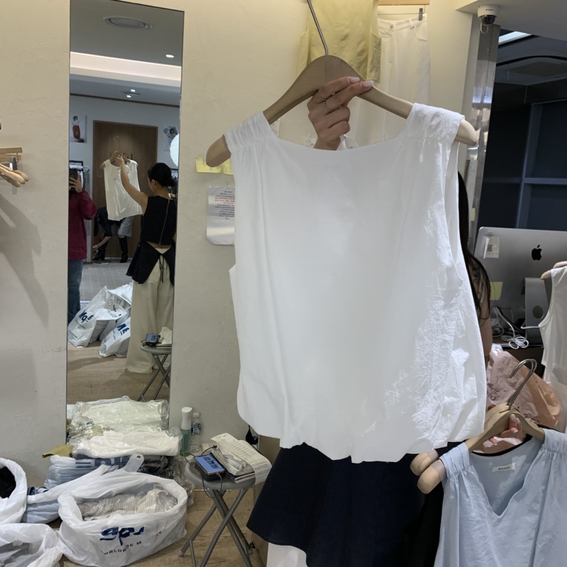 W AND J韓國直郵女裝新款人氣推薦26夏季時尚吊帶背心褶皺W AND J吊帶/背心