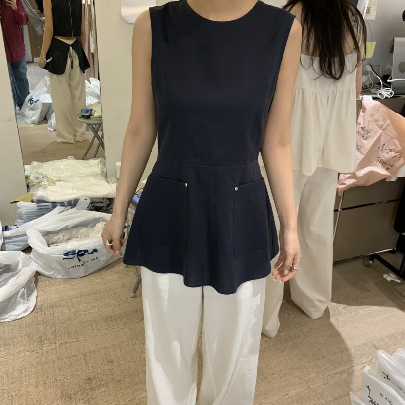 W AND J韓國代購女裝新款休閑時尚26夏季26春夏吊帶背心拉鏈W AND J吊帶/背心圖色3