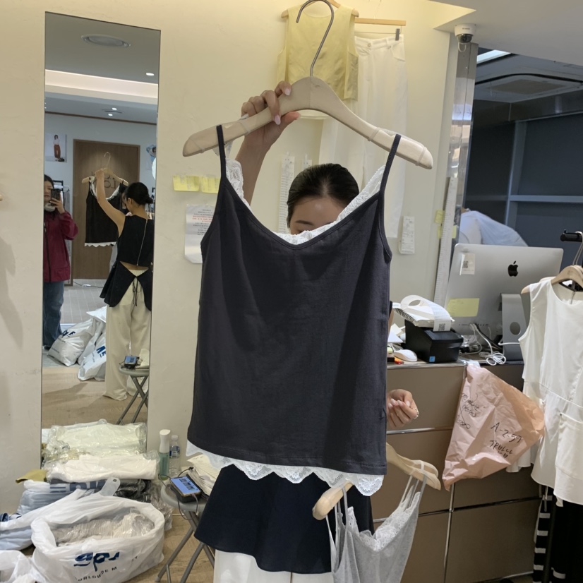 W AND J韓國直郵實拍女士新款推薦職業吊帶背心蕾絲無袖W AND J吊帶/背心圖色3